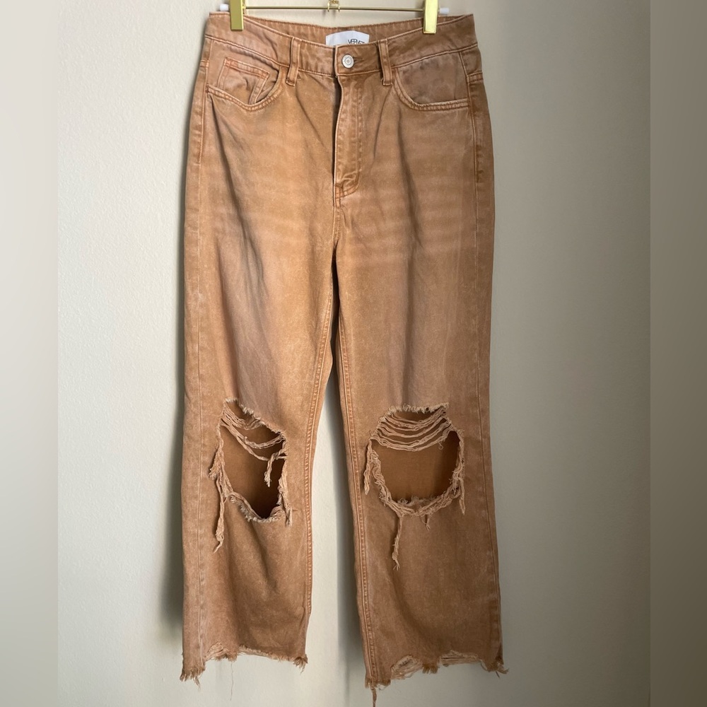 Vervet By Flying Monkey Distressed Copper Straight Leg Crop Jeans